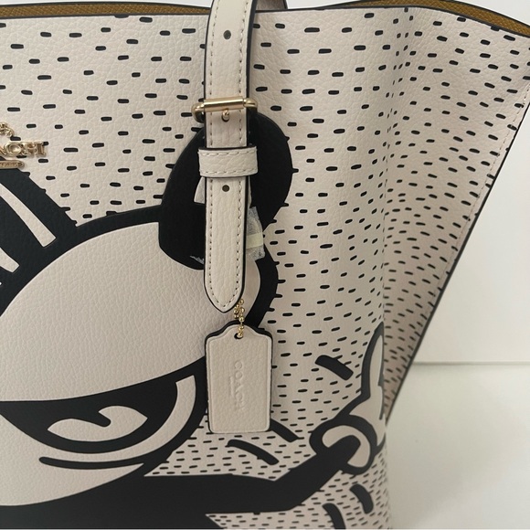 Coach Disney Mickey Mouse X Keith Haring Mollie Tote / Black, Gold & Chalk Multi - Picture 10 of 17